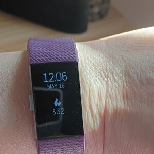 Fitbit Purple Silicone Fitness Tracker with Digital Display